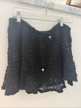 Black Crocheted skirt with Drawstring